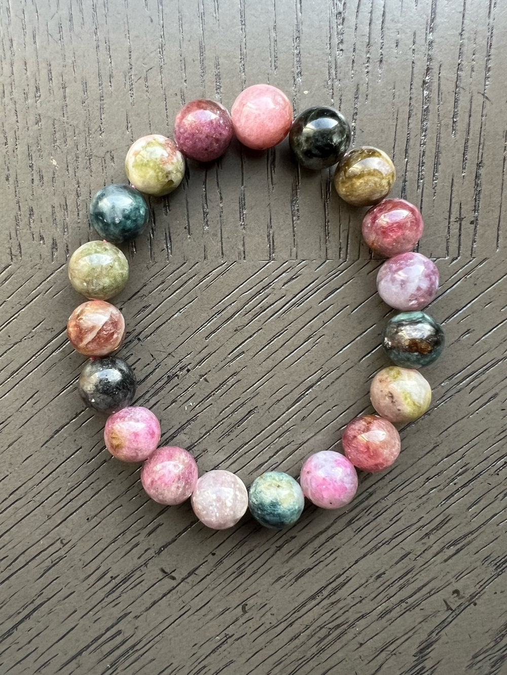 Watermelon tourmaline bracelet 10mm SIZE 6.25’